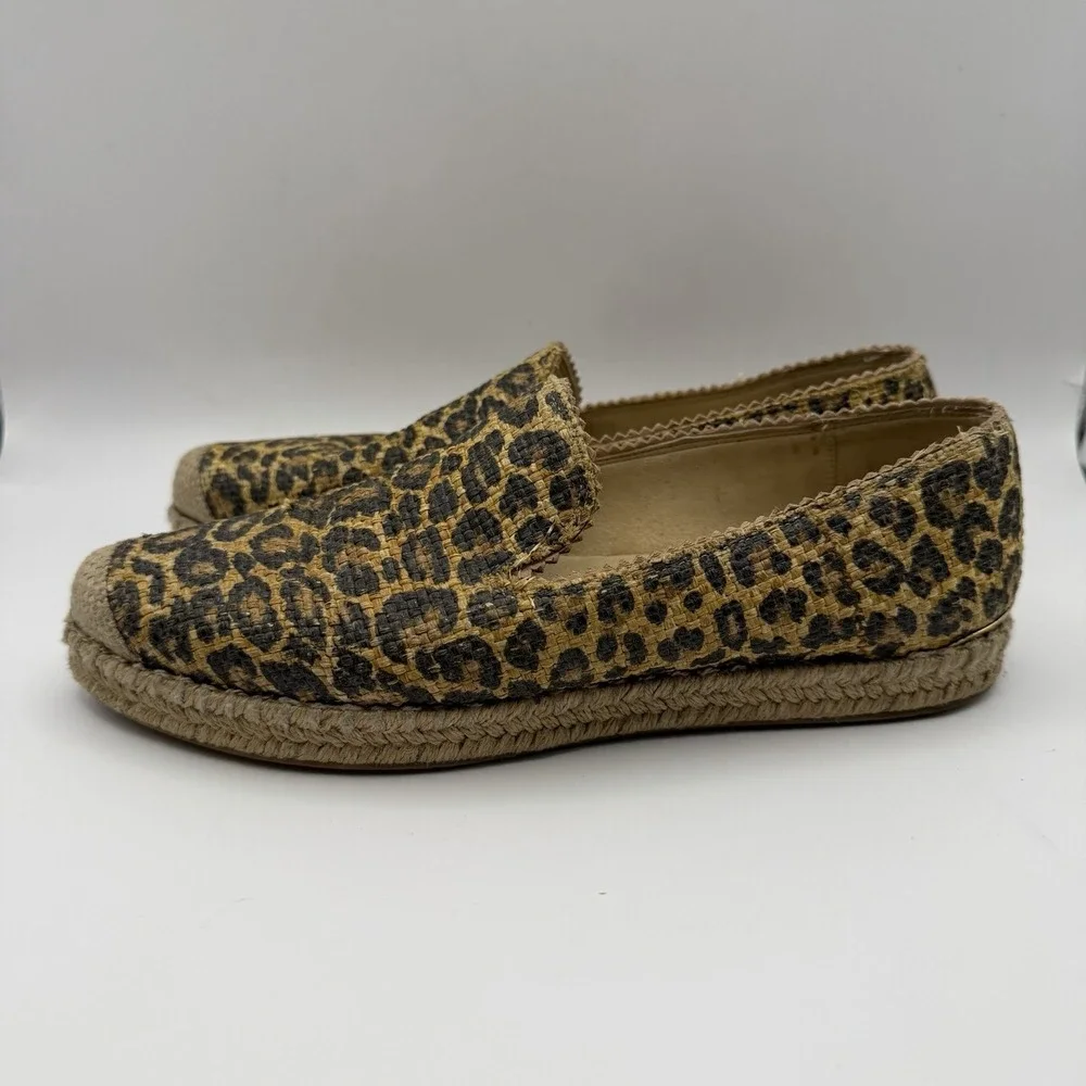 Stuart Weitzman Leopard Espadrille Flats Shoes Women's Size 7.5M